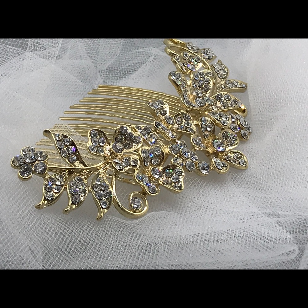 Gold bridal Swarovski crystal hair comb